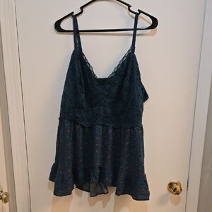 Torrid 2x Teal Floral Lace Camisole